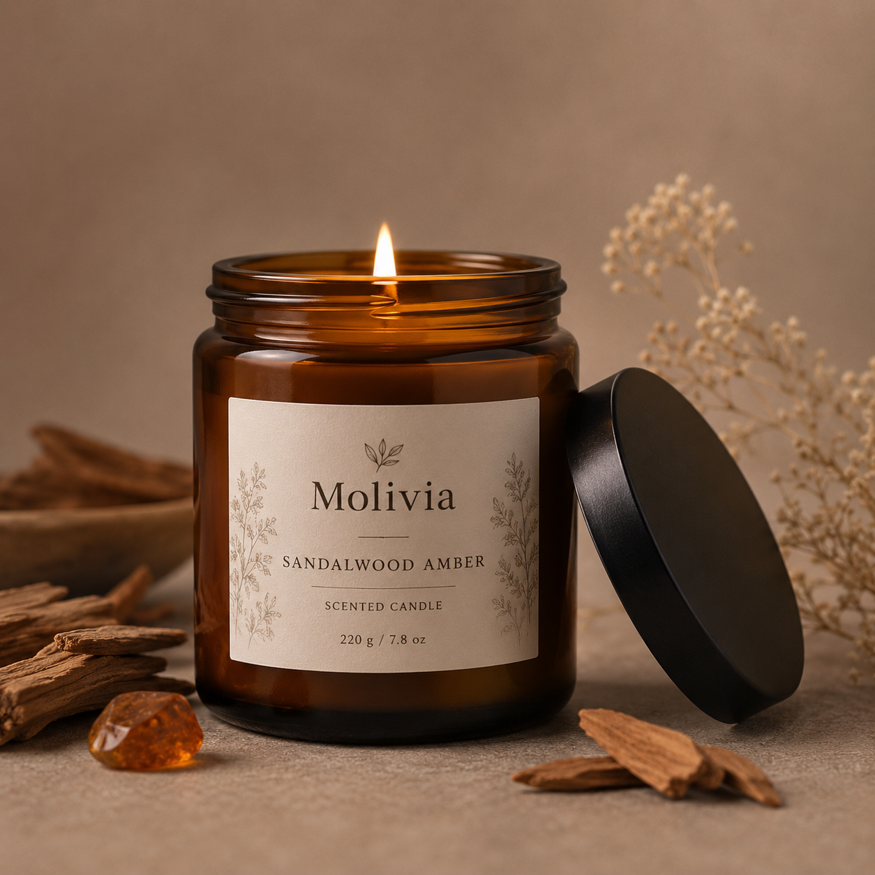 Molivia Scented Candle 220g 7.8oz Natural Soy Wax Cotton Wick 4 Fragrances White Jasmine Sandalwood Amber Green Tea & Fig Lavender Home Office Car Flameless Aroma Candle Gift Set 微信图片 20260827105824 218 36